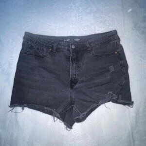 Old Navy High Rise OG Straight Jean Short Women 36x13 Size 18 Black Denim Pocket